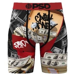 PSD Stash Box Brief Boxer's Underwear Men's Size Medium 7" Inseam Money Colorful